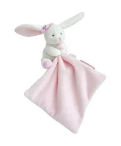 Doudou et Compagnie Doudou mouchoir lapin rose - 10 cm - Boite fleur
