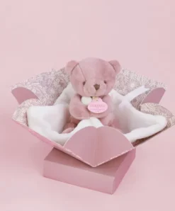 Doudou et Compagnie Doudou mouchoir- Mon petit ourson - Rose - 10 cm