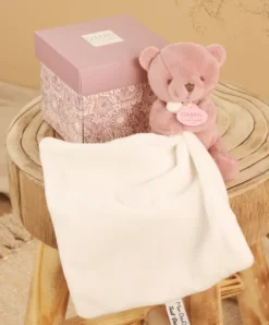 Doudou et Compagnie Doudou mouchoir- Mon petit ourson - Rose - 10 cm