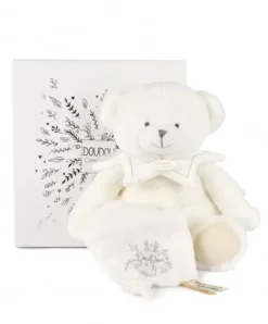 Doudou et Compagnie Doudou mouchoir ours Blanc - 30 cm - Collection Anniversaire