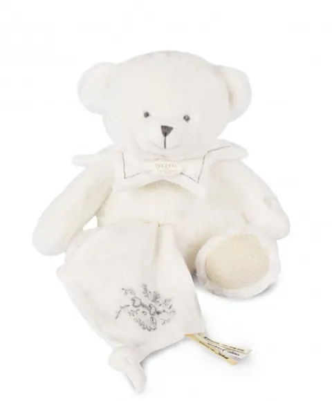 Doudou et Compagnie Doudou mouchoir ours Blanc - 30 cm - Collection Anniversaire