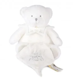 Doudou et Compagnie Doudou mouchoir ours Blanc - 30 cm - Collection Anniversaire