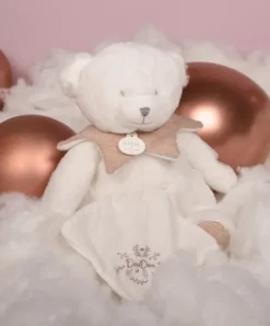 Doudou et Compagnie Doudou mouchoir ours Rose - 30 cm - Collection Anniversaire