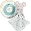 Doudou et Compagnie Doudou mouchoir Souris grise - vert en coton BIO - 15 cm