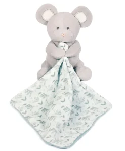 Doudou et Compagnie Doudou mouchoir Souris grise - vert en coton BIO - 15 cm