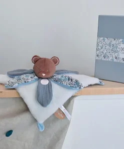 Doudou et Compagnie Doudou OURS bleu avec pétales - BOH'AIME -