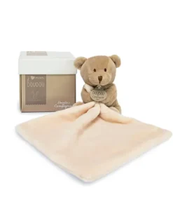 Doudou et Compagnie Doudou ours mouchoir - 10 cm - Boite fleur