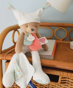 Doudou et Compagnie Doudou ours mouchoir 3 histoires - Blanc