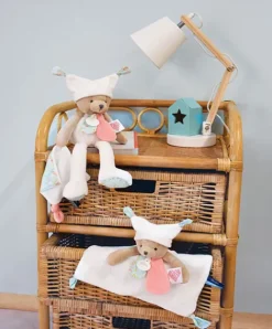 Doudou et Compagnie Doudou ours mouchoir 3 histoires - Blanc