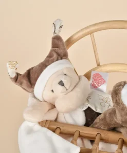 Doudou et Compagnie Doudou ours mouchoir 3 histoires - Marron