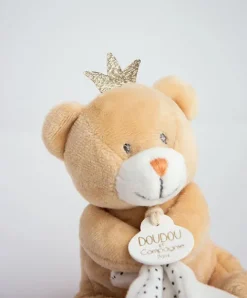Doudou et Compagnie Doudou ours mouchoir marron Petit Roi - 10 cm