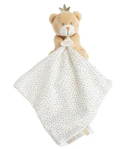 Doudou et Compagnie Doudou ours mouchoir marron Petit Roi - 10 cm