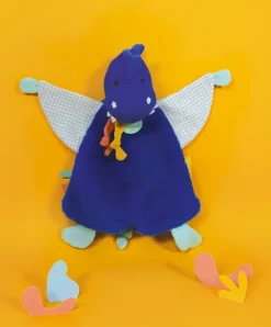 Doudou et Compagnie Doudou plat dinosaure bleu Sashou - 25 cm