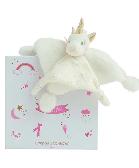 Doudou et Compagnie Doudou plat Licorne blanche - 22 cm