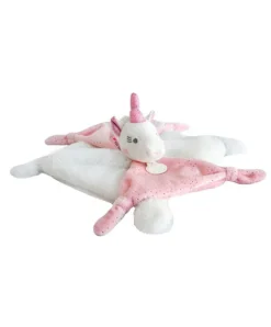 Doudou et Compagnie Doudou plat Licorne rose - 22 cm