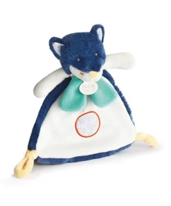 Doudou et Compagnie Doudou plat Loup bleu marine Tiwipi - 23 cm