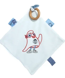 Doudou et Compagnie Doudou plat mascotte jeux olympiques paris 2024 avec anneau en bois - 25 cm