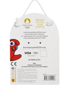 Doudou et Compagnie Doudou plat mascotte jeux olympiques paris 2024 avec anneau en bois - 25 cm