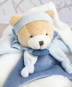 Doudou et Compagnie Doudou plat ours Petit chou - Bleu - 27 cm