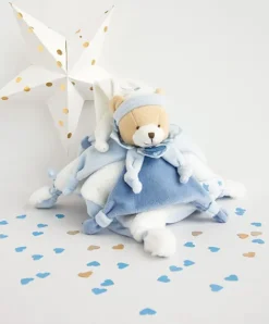 Doudou et Compagnie Doudou plat ours Petit chou - Bleu - 27 cm