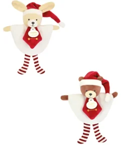 Doudou et Compagnie Doudou plat petit lutin Noël rouge et blanc - Modèle aléatoire- 17 cm