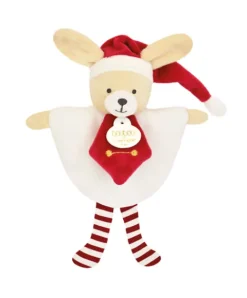 Doudou et Compagnie Doudou plat petit lutin Noël rouge et blanc - Modèle aléatoire- 17 cm