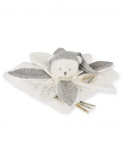Doudou et Compagnie Doudou plat pétales Ours Gris - 25 cm - Collection Anniversaire