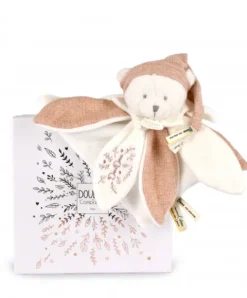 Doudou et Compagnie Doudou plat pétales Ours Rose - 25 cm - Collection Anniversaire