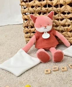 Doudou et Compagnie Doudou Renard rose avec mouchoir - Sweety - 25 cm