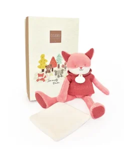 Doudou et Compagnie Doudou Renard rose avec mouchoir - Sweety - 25 cm