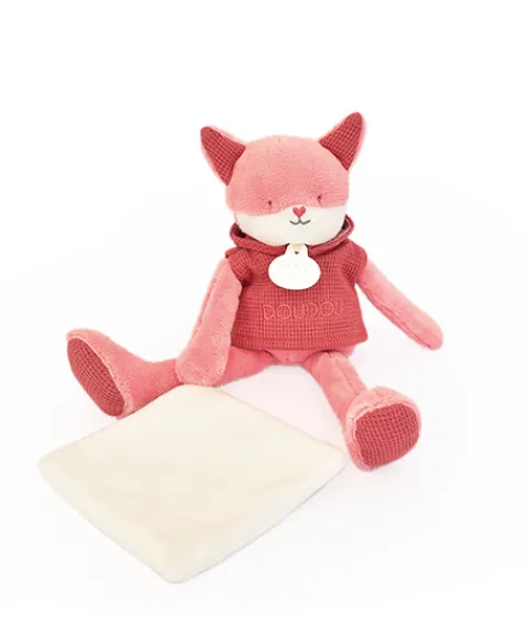 Doudou et Compagnie Doudou Renard rose avec mouchoir - Sweety - 25 cm