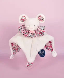 Doudou et Compagnie Doudou Souris blanche - Cocon - Balle d'éveil - 3 EN 1