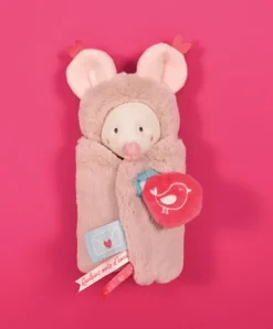 Doudou et Compagnie Doudou Souris blanche avec cape - Papillotte - 3 EN 1