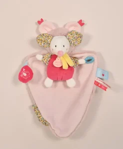 Doudou et Compagnie Doudou Souris blanche avec cape - Papillotte - 3 EN 1