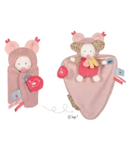 Doudou et Compagnie Doudou Souris blanche avec cape - Papillotte - 3 EN 1