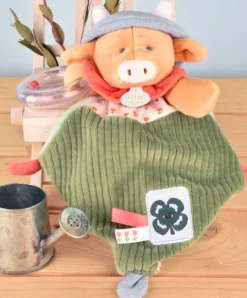 Doudou et Compagnie Doudou vache avec hochet billes - Aneth -21 cm