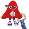 Doudou et Compagnie Hochet mascotte jeux olympiques 2024 avec anneau en bois - 17 cm