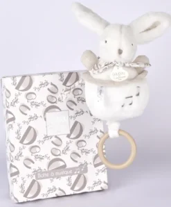 Doudou et Compagnie Lapin DOUDOU® - boite à musique lapin - 20 cm - Blanc