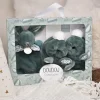 Doudou et Compagnie Lapin Doudou - Coffret cadeau Chaussons et Doudou Vert Sauge 15 cm