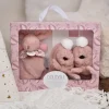 Doudou et Compagnie Lapin Doudou - Coffret cadeau Chaussons et Doudou Rose 15 cm