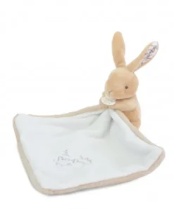 Doudou et Compagnie Lapin DOUDOU® - Doudou Lapin mouchoir- 10 cm - Beige