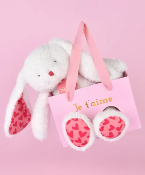 Doudou et Compagnie LAPIN JE T'AIME en sac cadeau - 25 cm