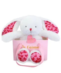 Doudou et Compagnie LAPIN JE T'AIME en sac cadeau - 25 cm