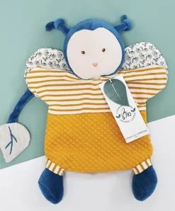 Doudou et Compagnie Marionnette coton BIO Pollen l'abeille - 25 cm