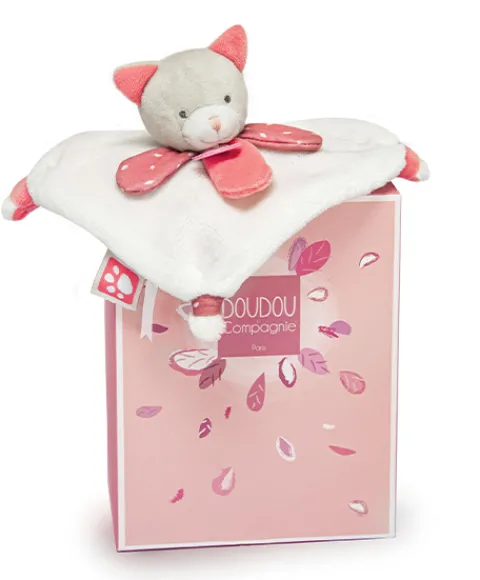 Doudou et Compagnie Mini doudou Chat corail - 20 cm