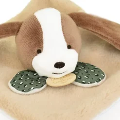 Doudou et Compagnie Mini Doudou chien plat marron et beige - 19 cm