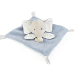 Doudou et Compagnie Mini Doudou elephant plat gris et bleu - 19 cm