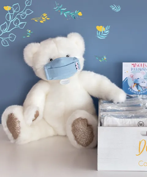 Doudou et Compagnie Ours Collection blanc poudré - 60 cm