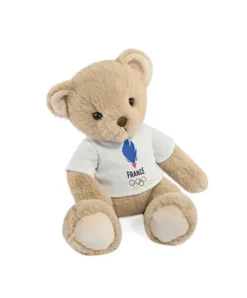 Doudou et Compagnie Ours en peluche beige avec T-shirt équipe de France - 30 cm