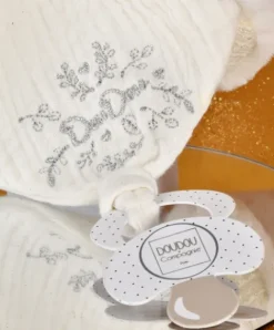 Doudou et Compagnie Ours en peluche Blanc attache-sucette - 20 cm - Collection Anniversaire